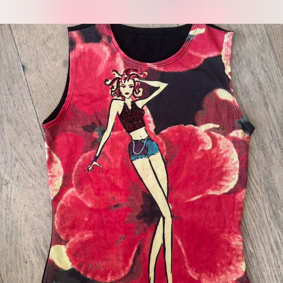 Tops - Rare Vintage 90s graphic tank w/beading detail